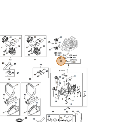 STIHL part 1148-350-2801 — IPL diagram snippet (6x zoom, amber highlight)