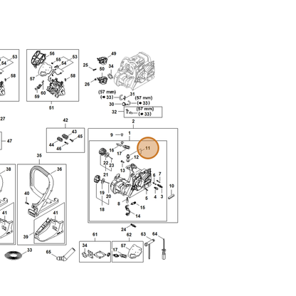 STIHL part 1148-350-5801 — IPL diagram snippet (6x zoom, amber highlight)