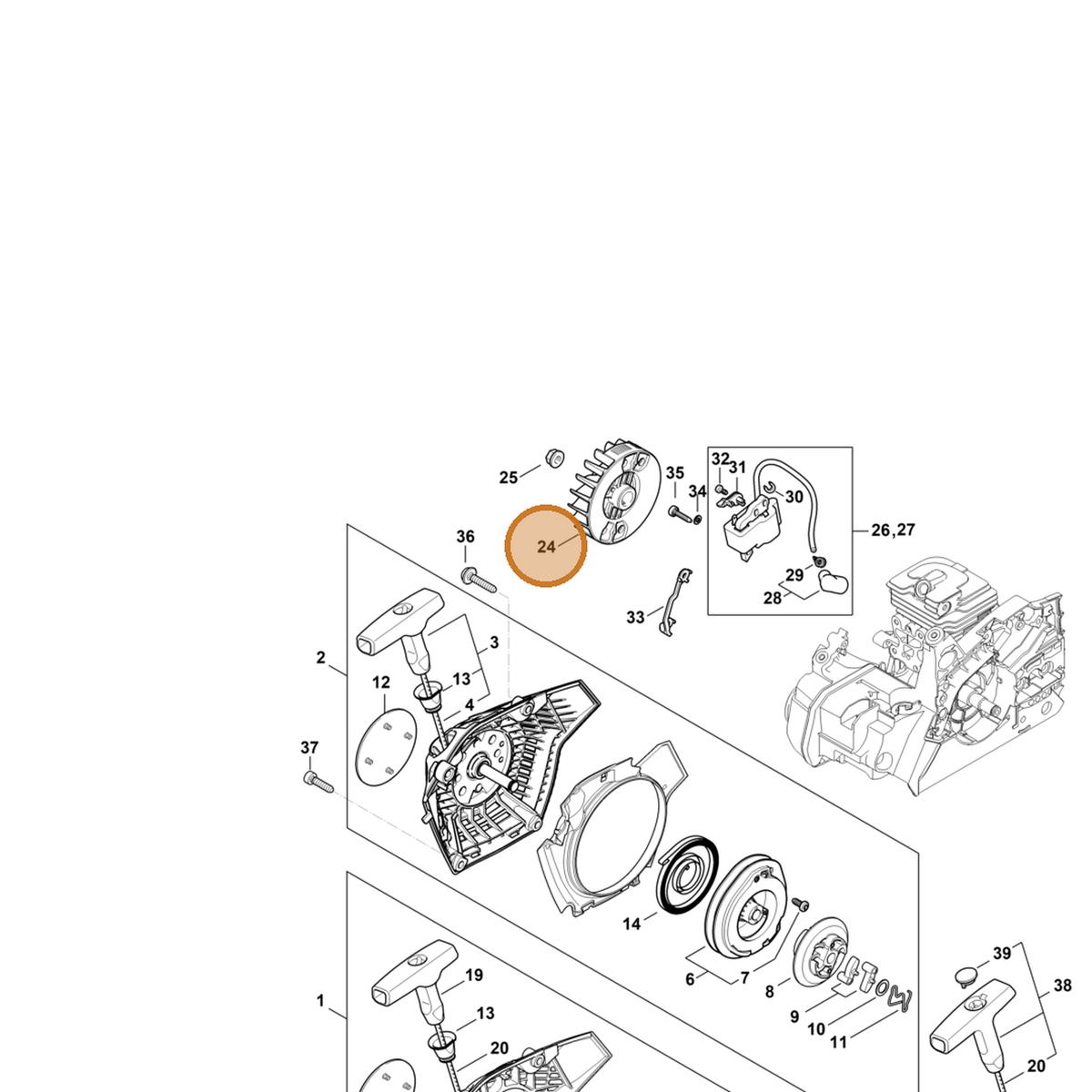 STIHL part 1148-400-1206 — IPL diagram snippet (6x zoom, amber highlight)