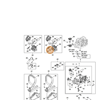 STIHL part 1148-442-1600 — IPL diagram snippet (6x zoom, amber highlight)