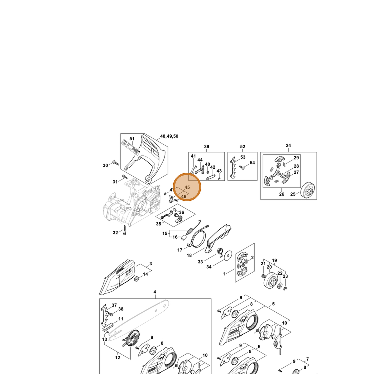 STIHL part 1148-650-7700 — IPL diagram snippet (6x zoom, amber highlight)