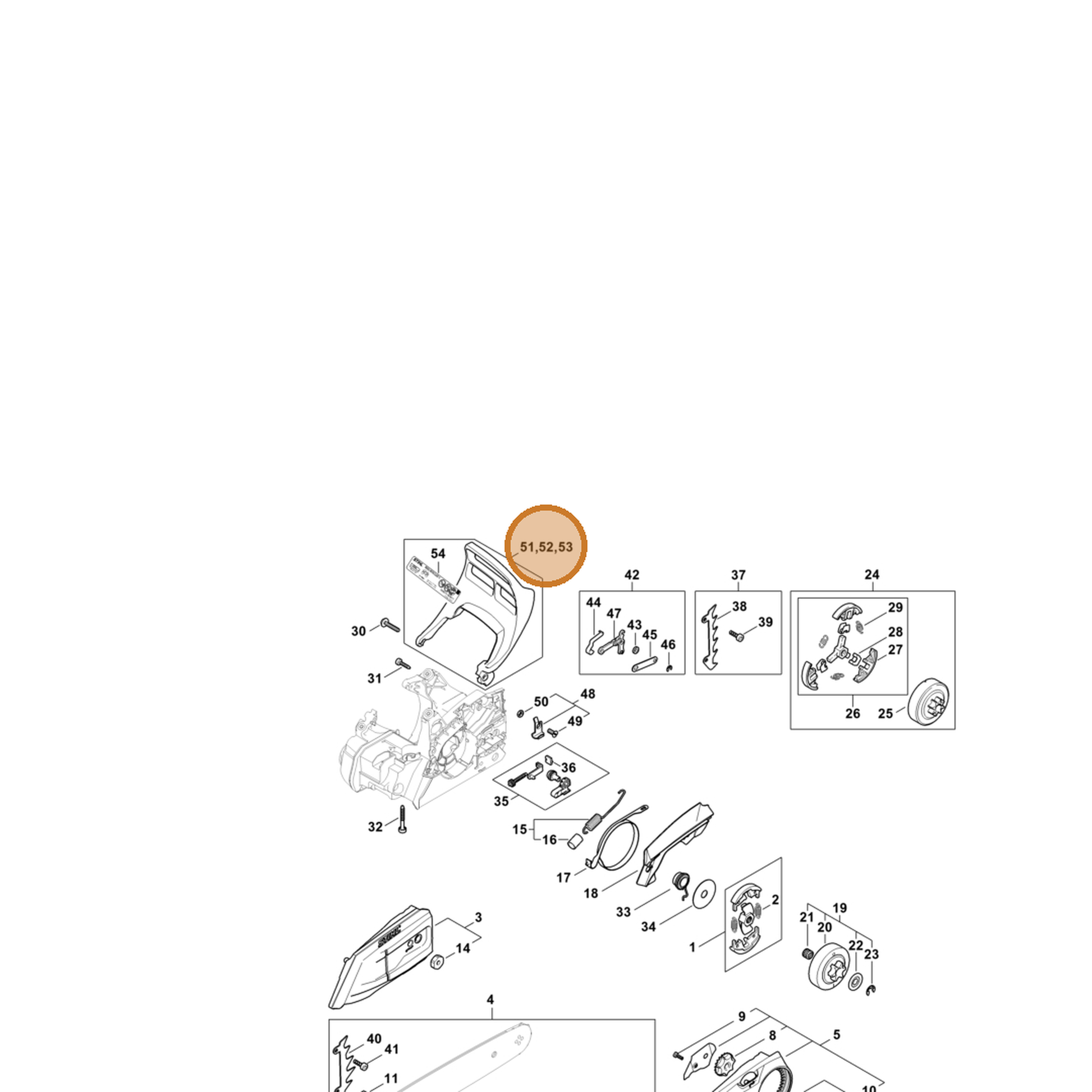 STIHL part 1148-790-9105 — IPL diagram snippet (6x zoom, amber highlight)