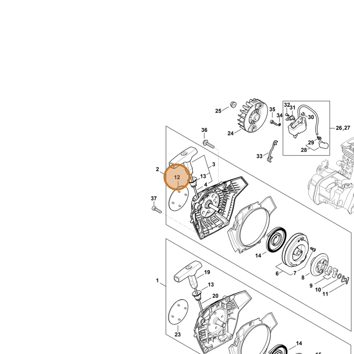 STIHL part 1148-967-1503 — IPL diagram snippet (6x zoom, amber highlight)
