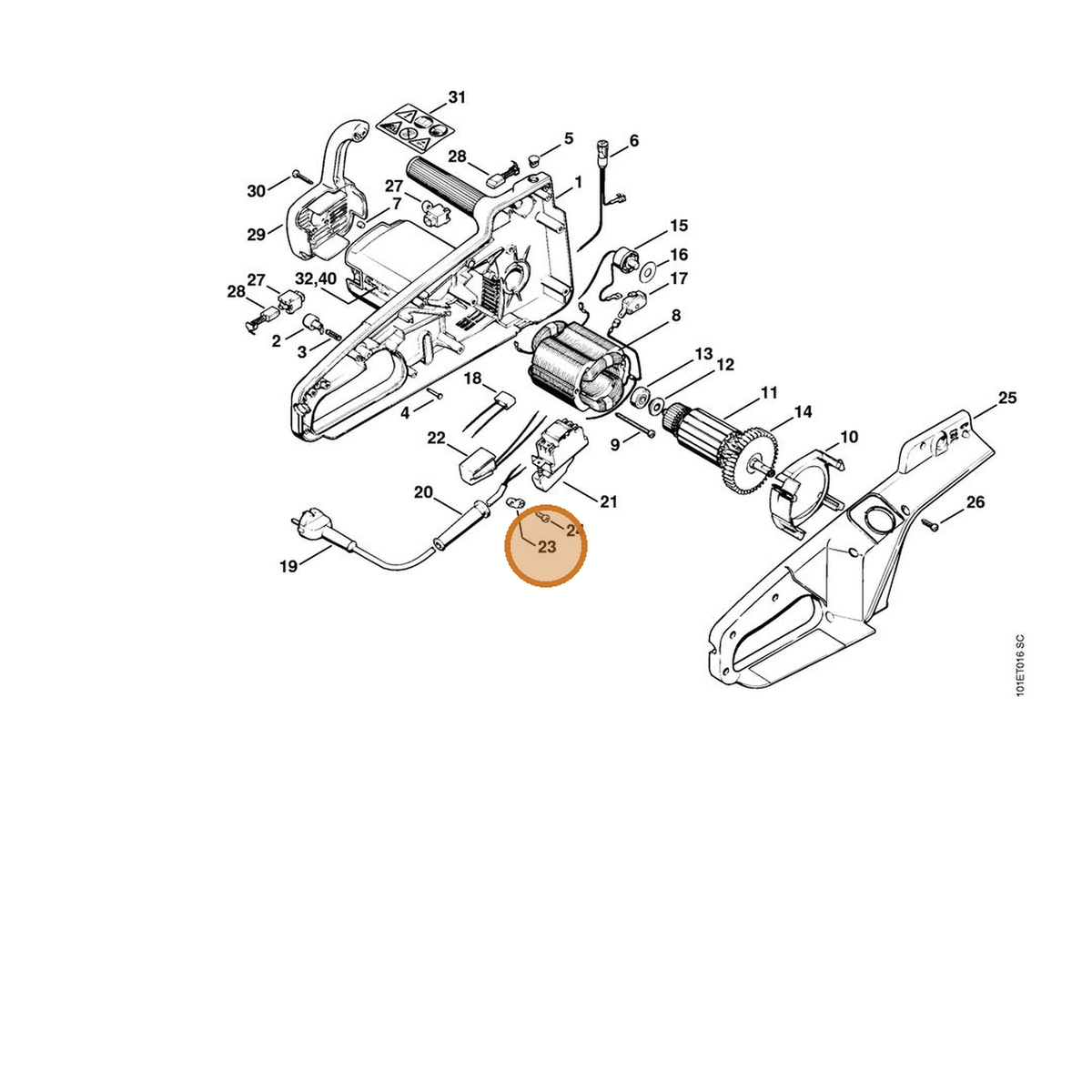 STIHL part 1204-431-2500 — IPL diagram snippet (6x zoom, amber highlight)