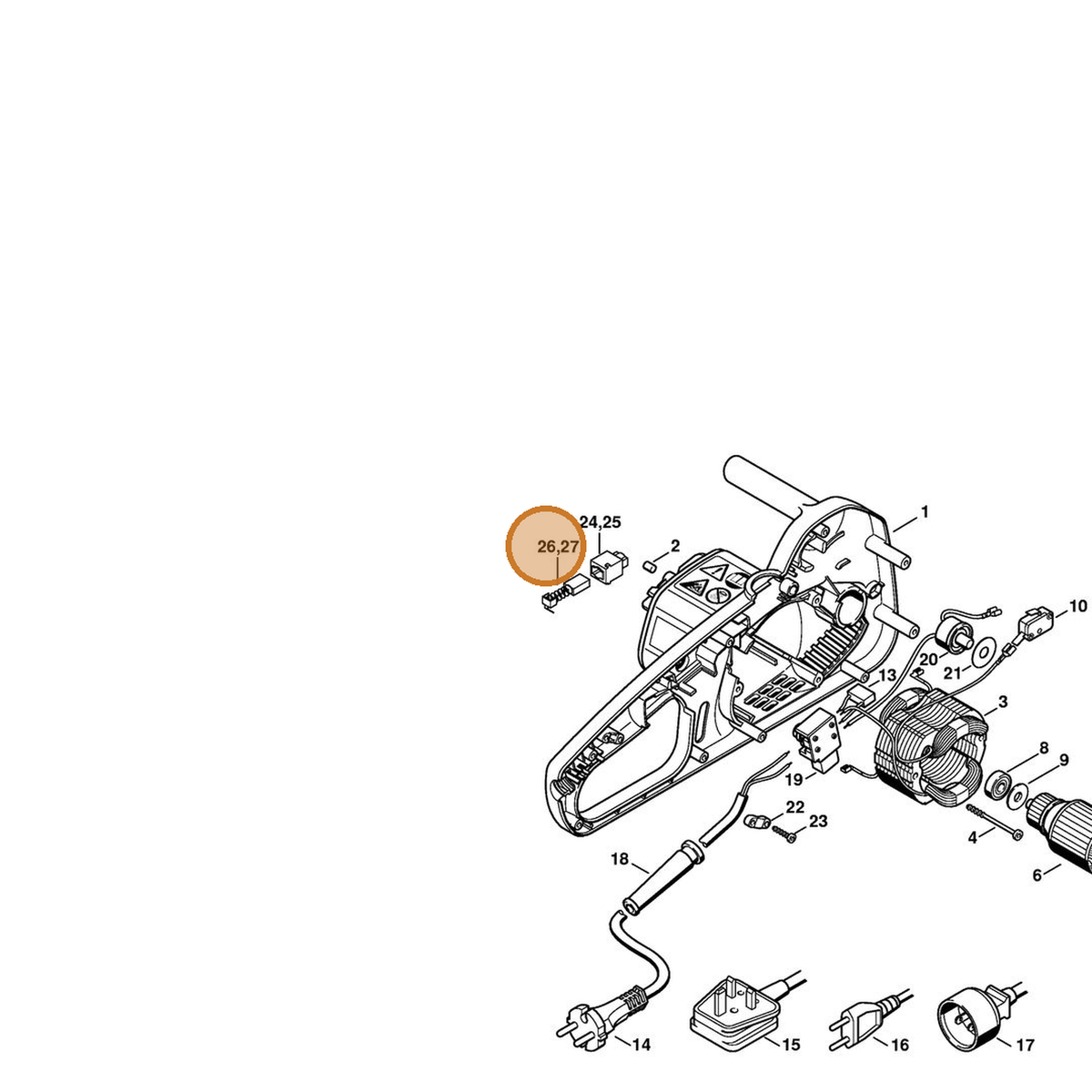 STIHL part 1206-007-1001 — IPL diagram snippet (6x zoom, amber highlight)