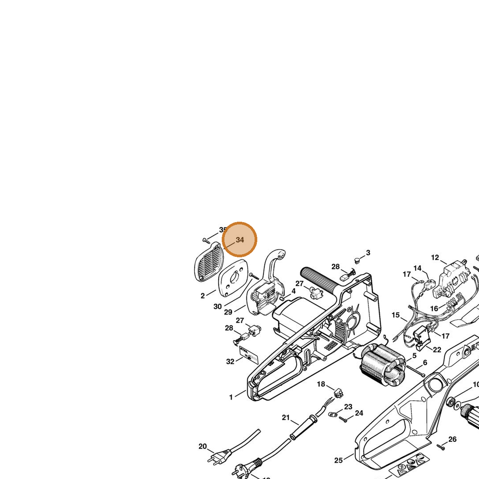 STIHL part 1206-084-1200 — IPL diagram snippet (6x zoom, amber highlight)
