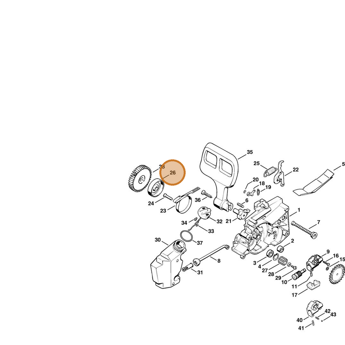 STIHL part 1206-160-2402 — IPL diagram snippet (6x zoom, amber highlight)