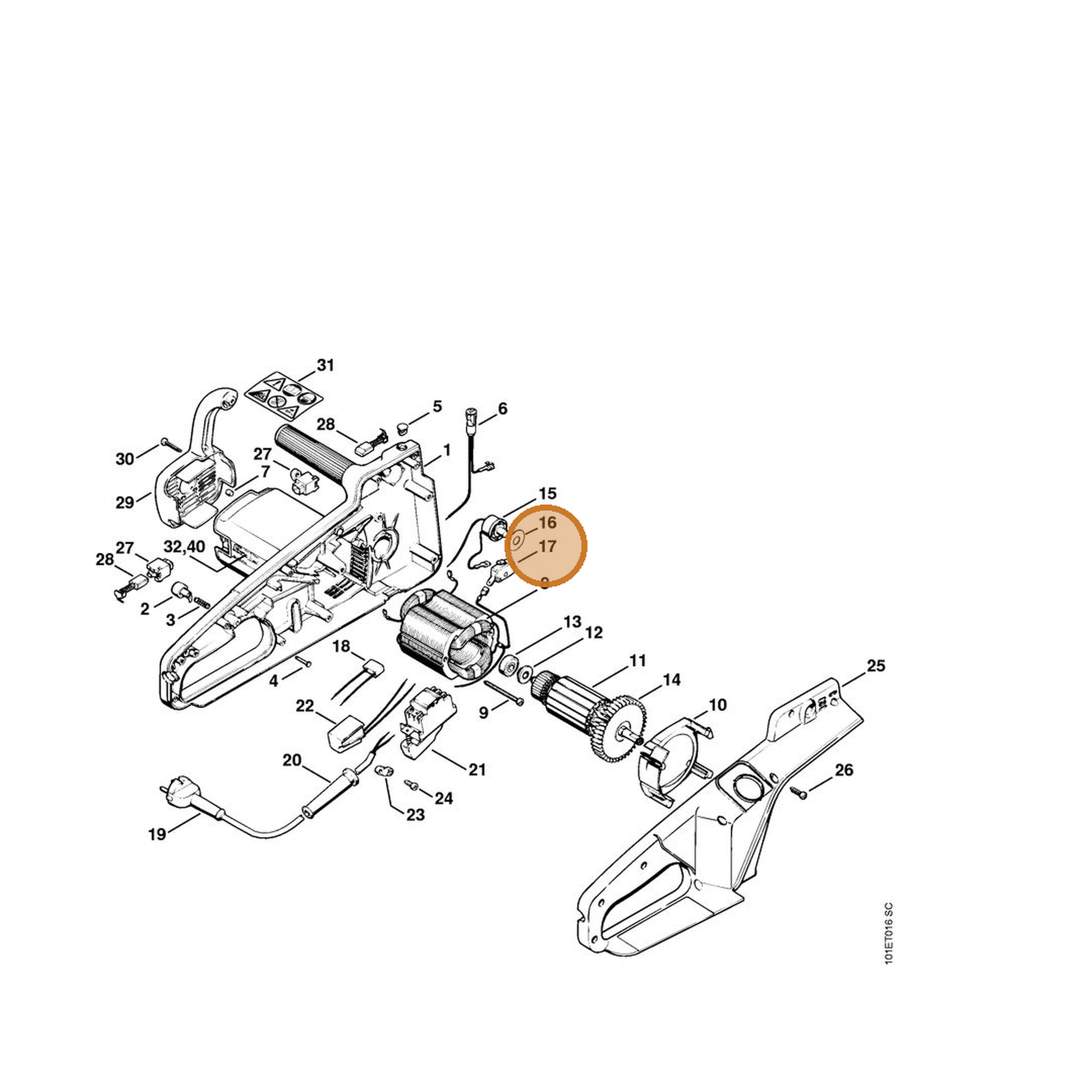 STIHL part 1206-435-0310 — IPL diagram snippet (6x zoom, amber highlight)