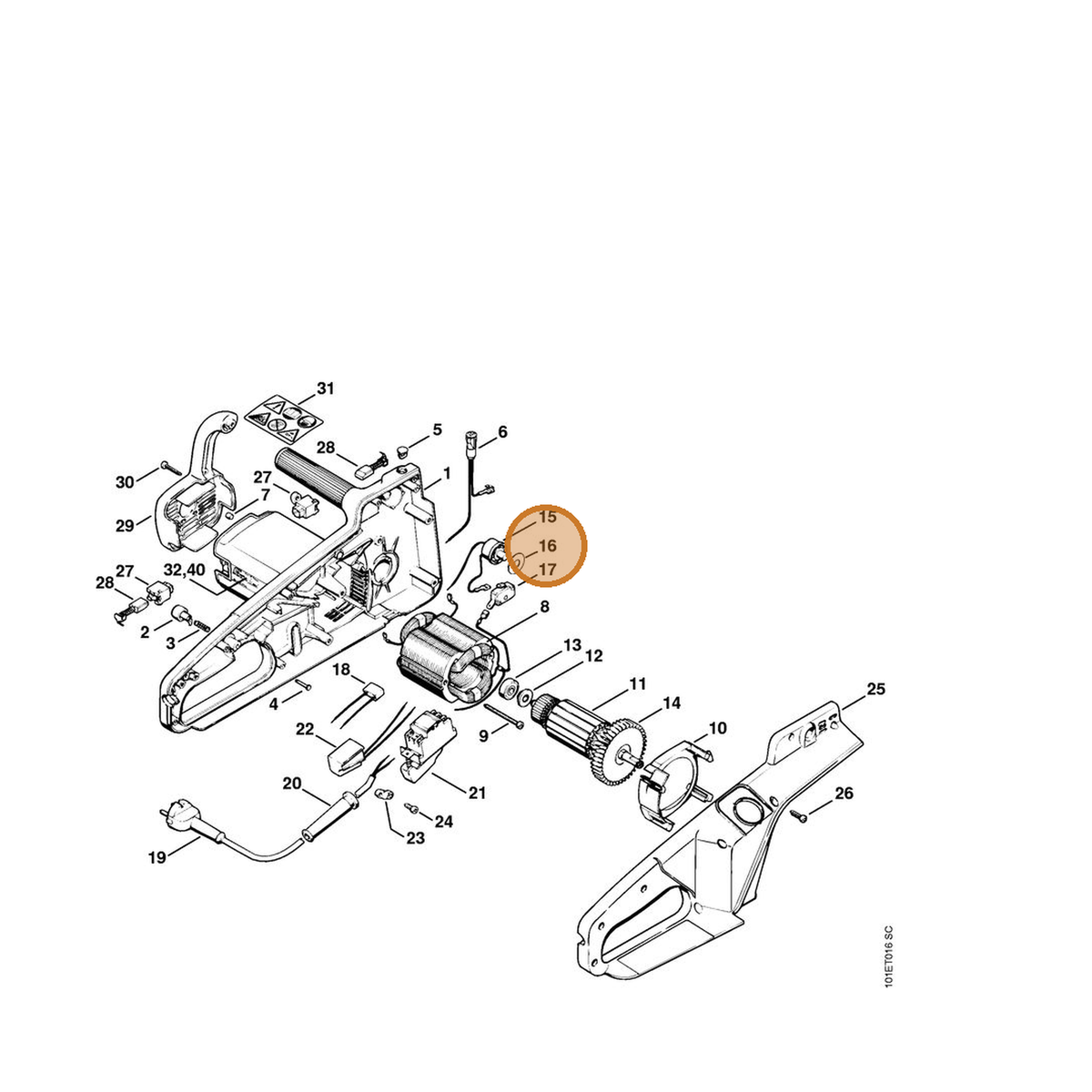 STIHL part 1206-435-8000 — IPL diagram snippet (6x zoom, amber highlight)