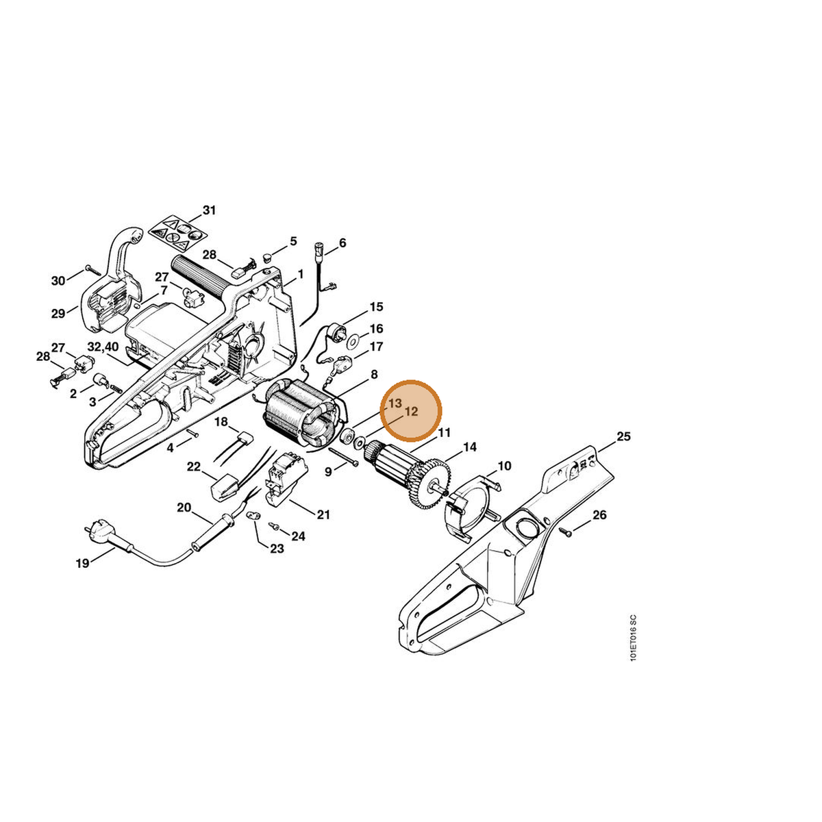 STIHL part 1206-608-1200 — IPL diagram snippet (6x zoom, amber highlight)