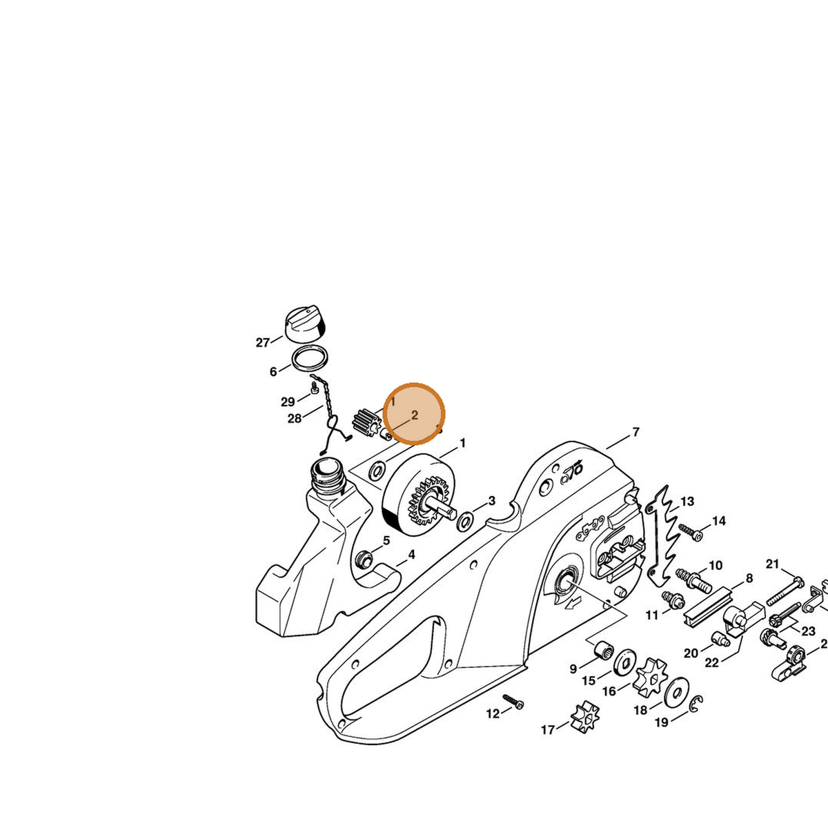 STIHL part 1206-642-7600 — IPL diagram snippet (6x zoom, amber highlight)