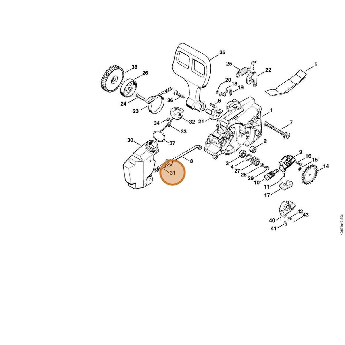STIHL part 1206-646-1200 — IPL diagram snippet (6x zoom, amber highlight)