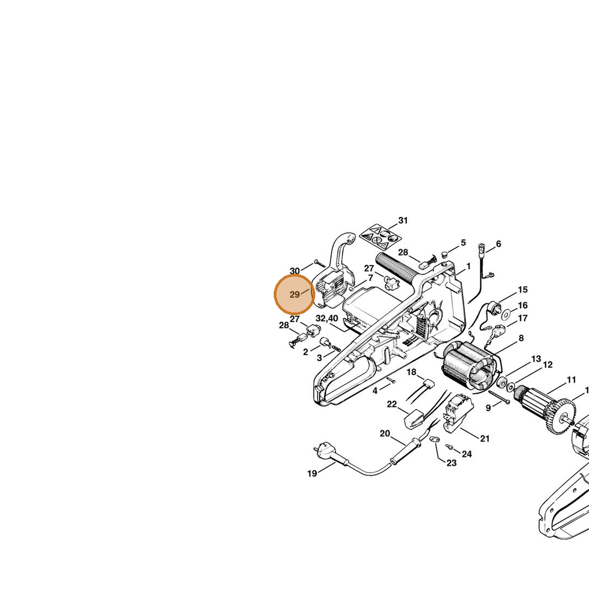 STIHL part 1206-791-1506 — IPL diagram snippet (6x zoom, amber highlight)
