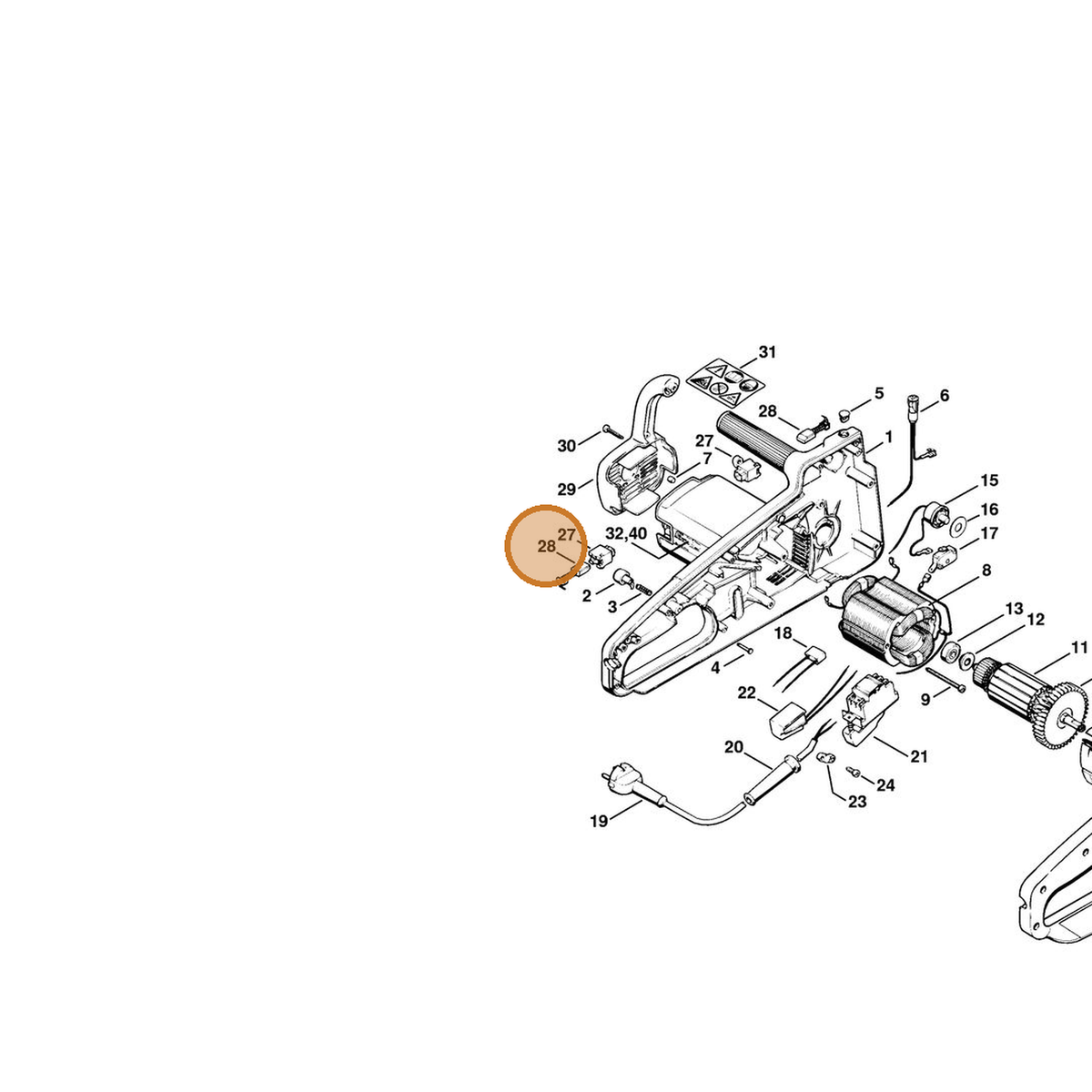 STIHL part 1207-007-1005 — IPL diagram snippet (6x zoom, amber highlight)