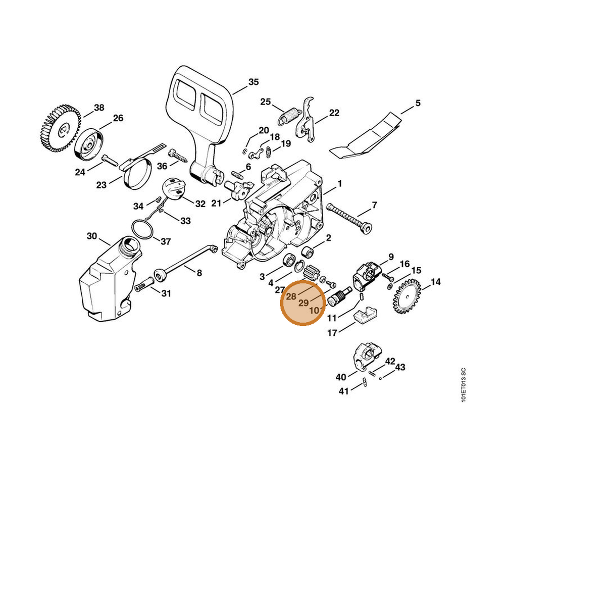 STIHL part 1207-162-9300 — IPL diagram snippet (6x zoom, amber highlight)