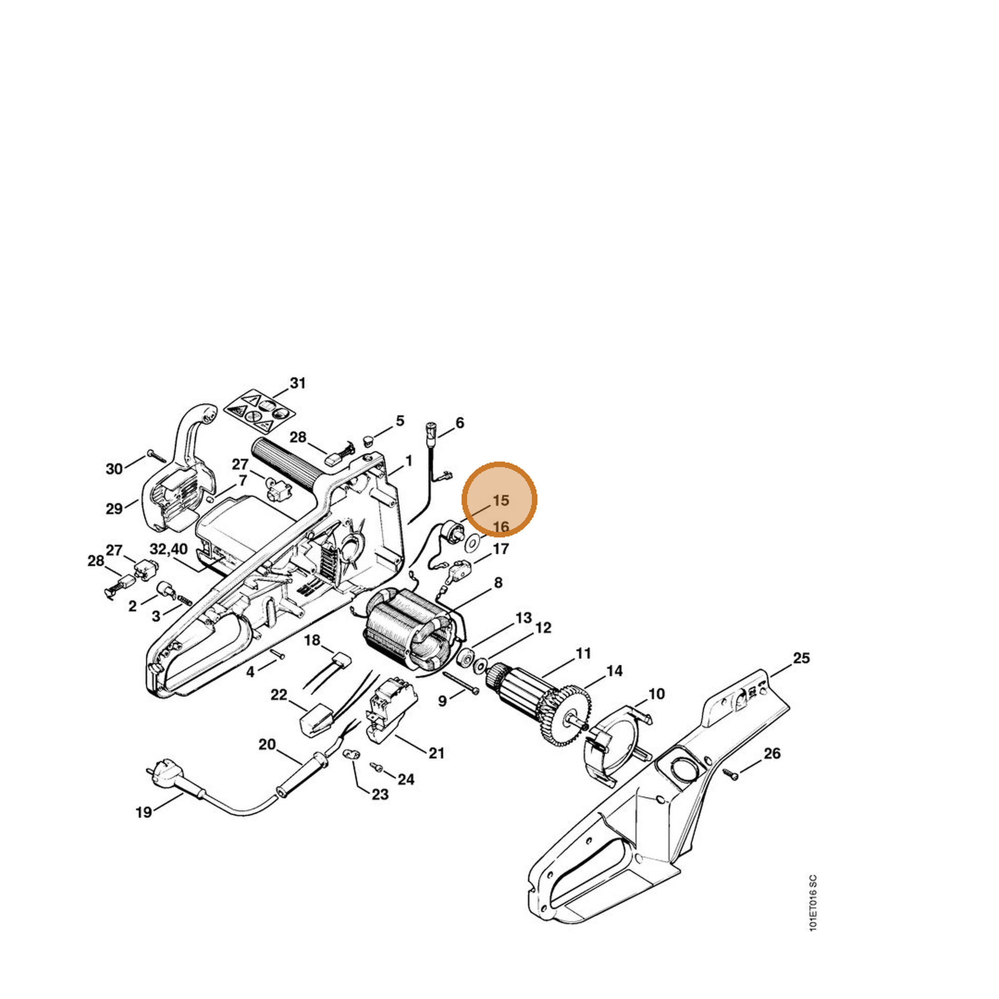 STIHL part 1207-430-1500 — IPL diagram snippet (6x zoom, amber highlight)