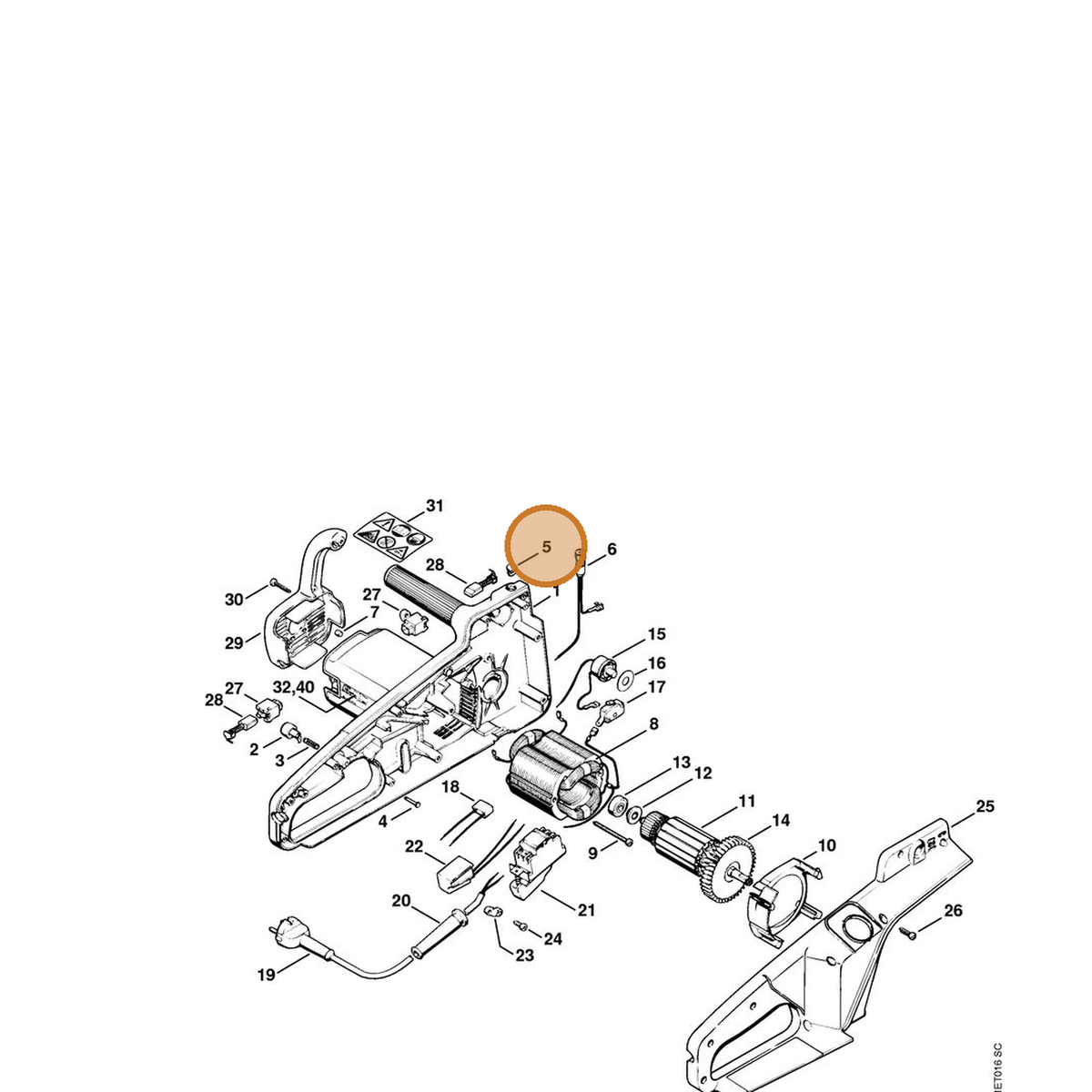 STIHL part 1207-431-1800 — IPL diagram snippet (6x zoom, amber highlight)