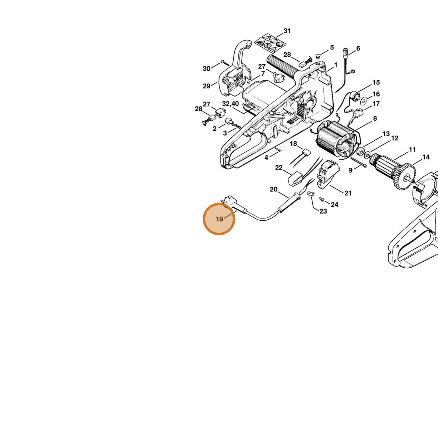 STIHL part 1207-440-2003 — IPL diagram snippet (6x zoom, amber highlight)