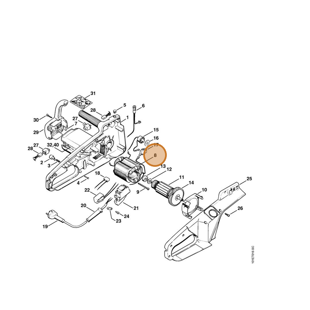 STIHL part 1207-600-0102 — IPL diagram snippet (6x zoom, amber highlight)