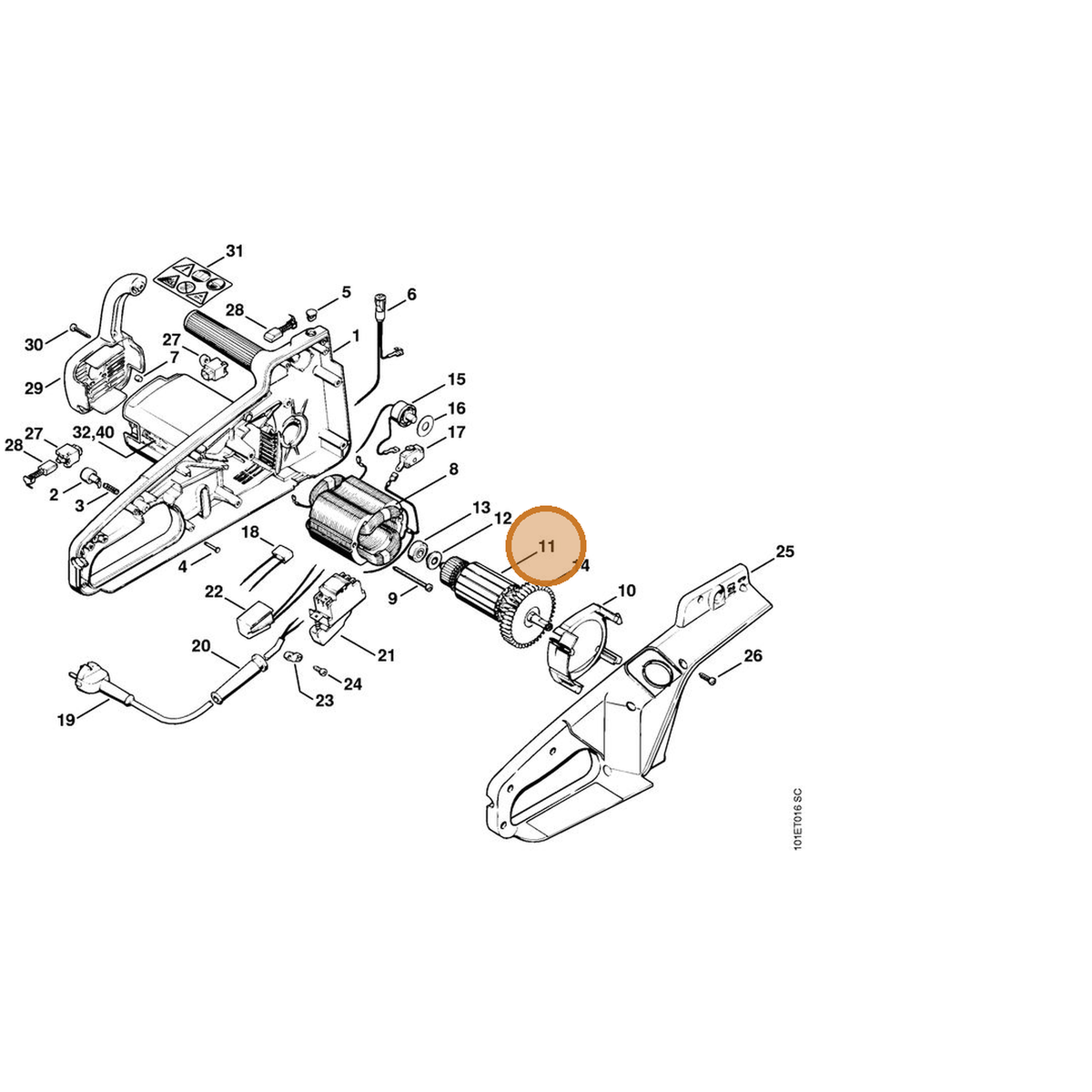 STIHL part 1207-600-1000 — IPL diagram snippet (6x zoom, amber highlight)