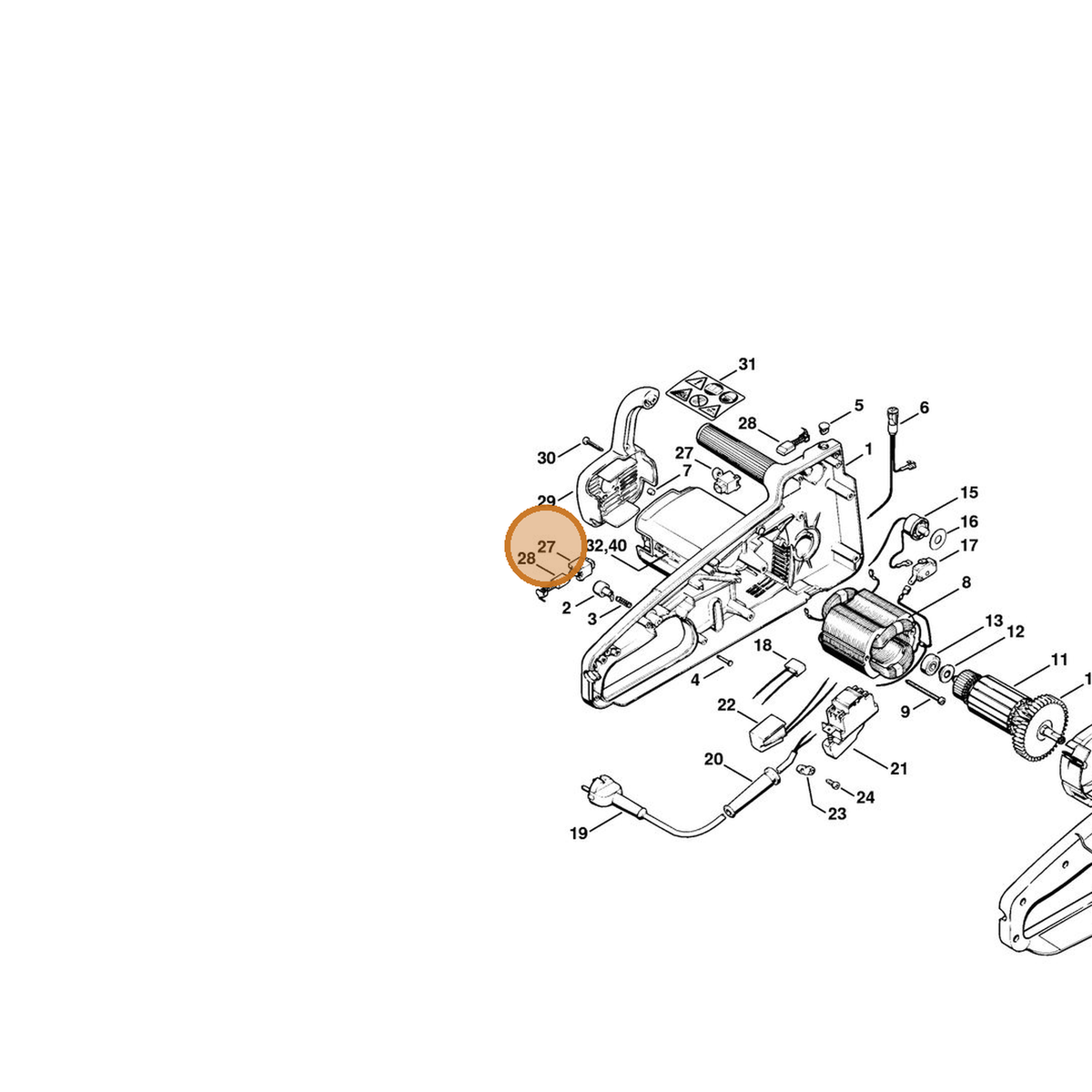 STIHL part 1207-600-2602 — IPL diagram snippet (6x zoom, amber highlight)