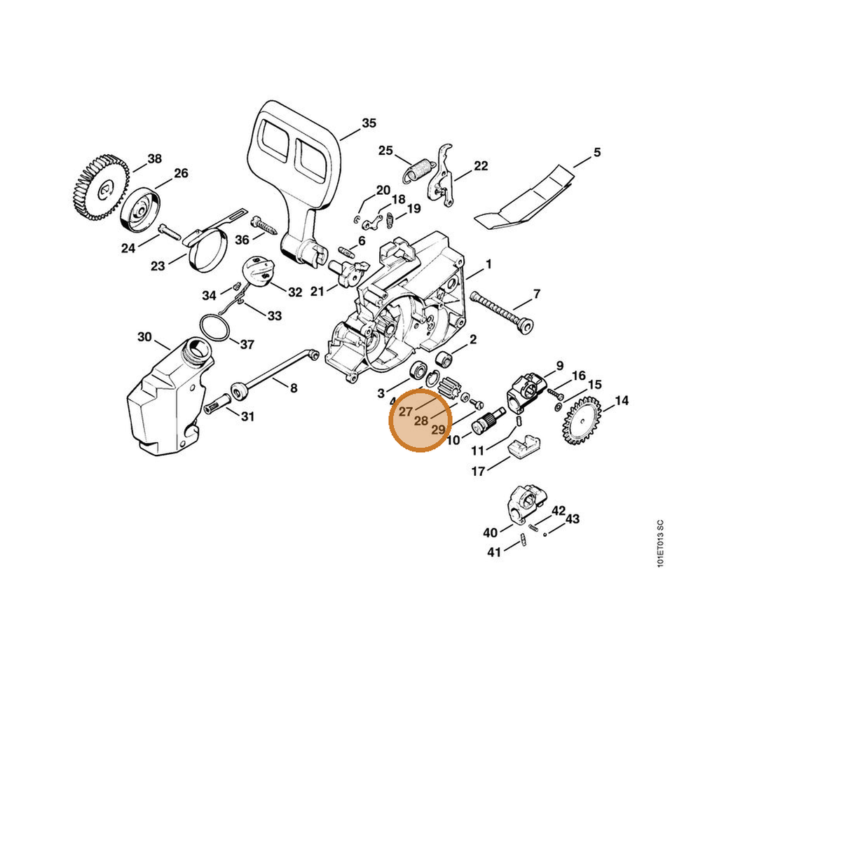 STIHL part 1207-642-7800 — IPL diagram snippet (6x zoom, amber highlight)
