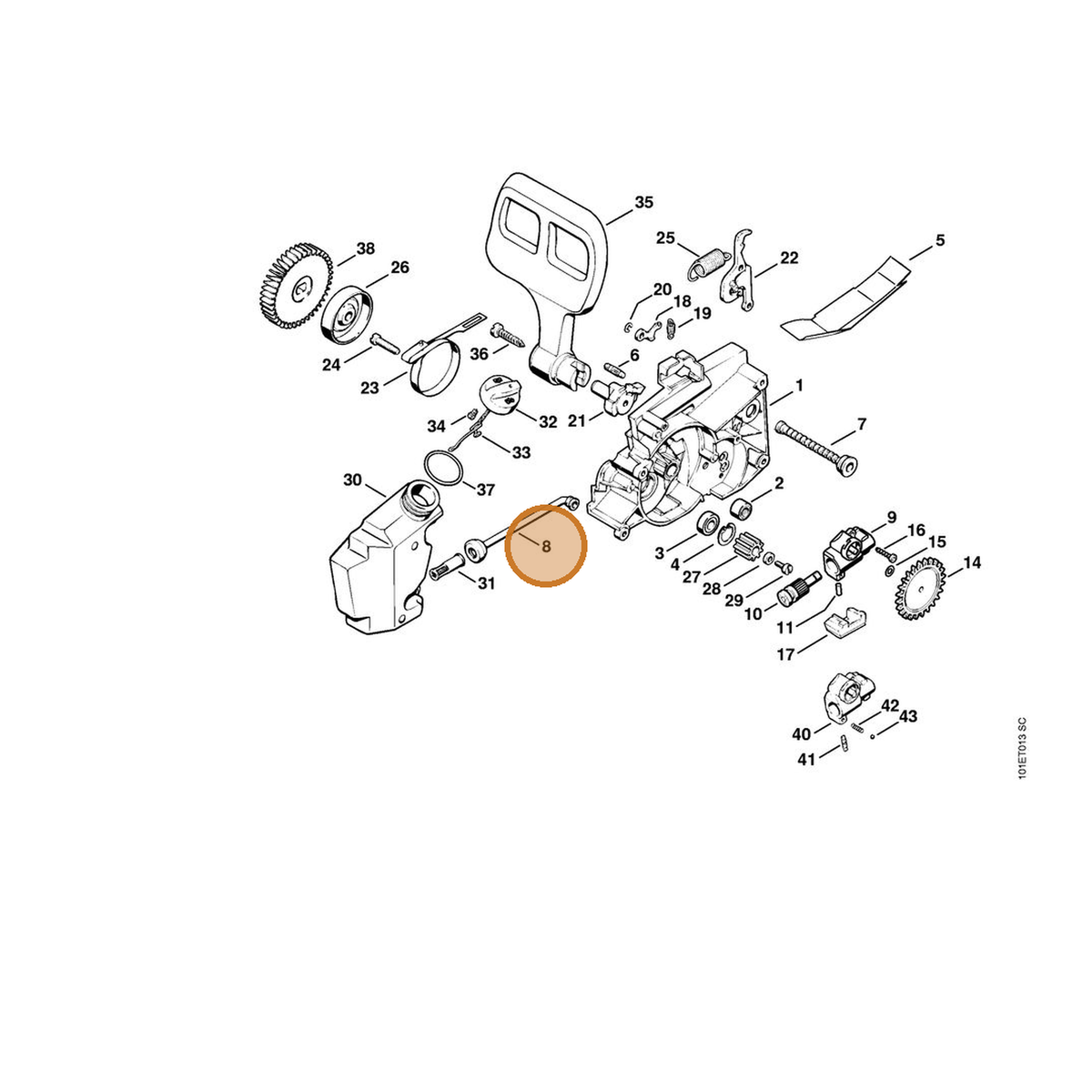 STIHL part 1207-647-9400 — IPL diagram snippet (6x zoom, amber highlight)