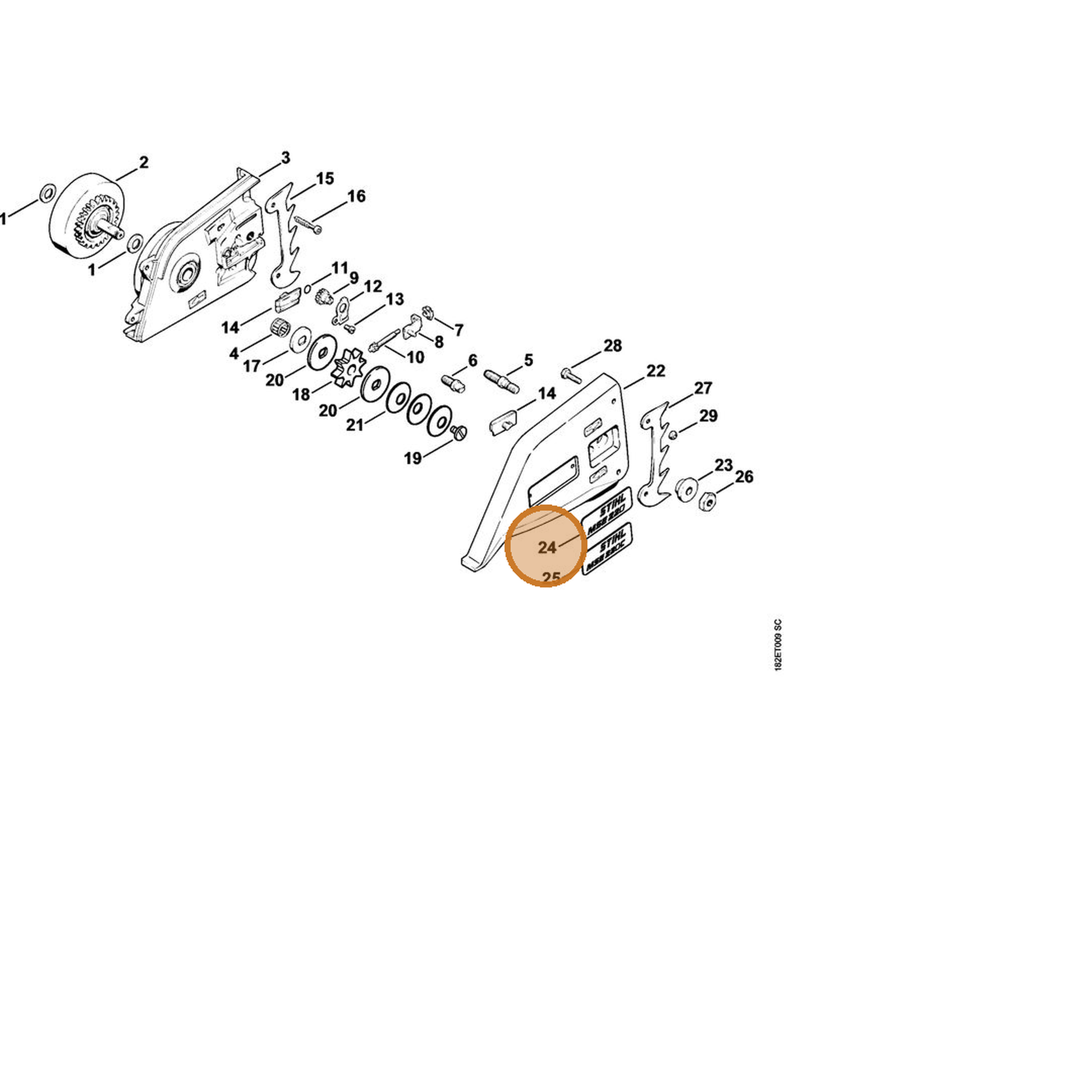 STIHL part 1207-967-1510 — IPL diagram snippet (6x zoom, amber highlight)