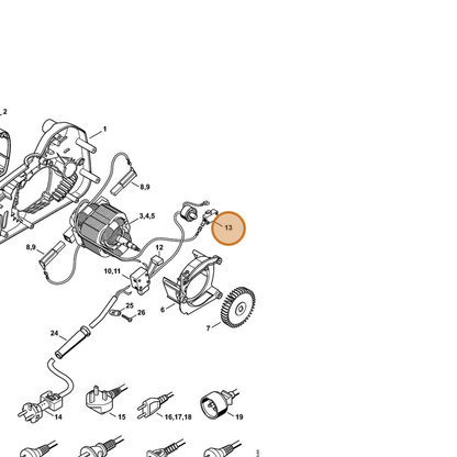 STIHL part 1208-435-0303 — IPL diagram snippet (6x zoom, amber highlight)