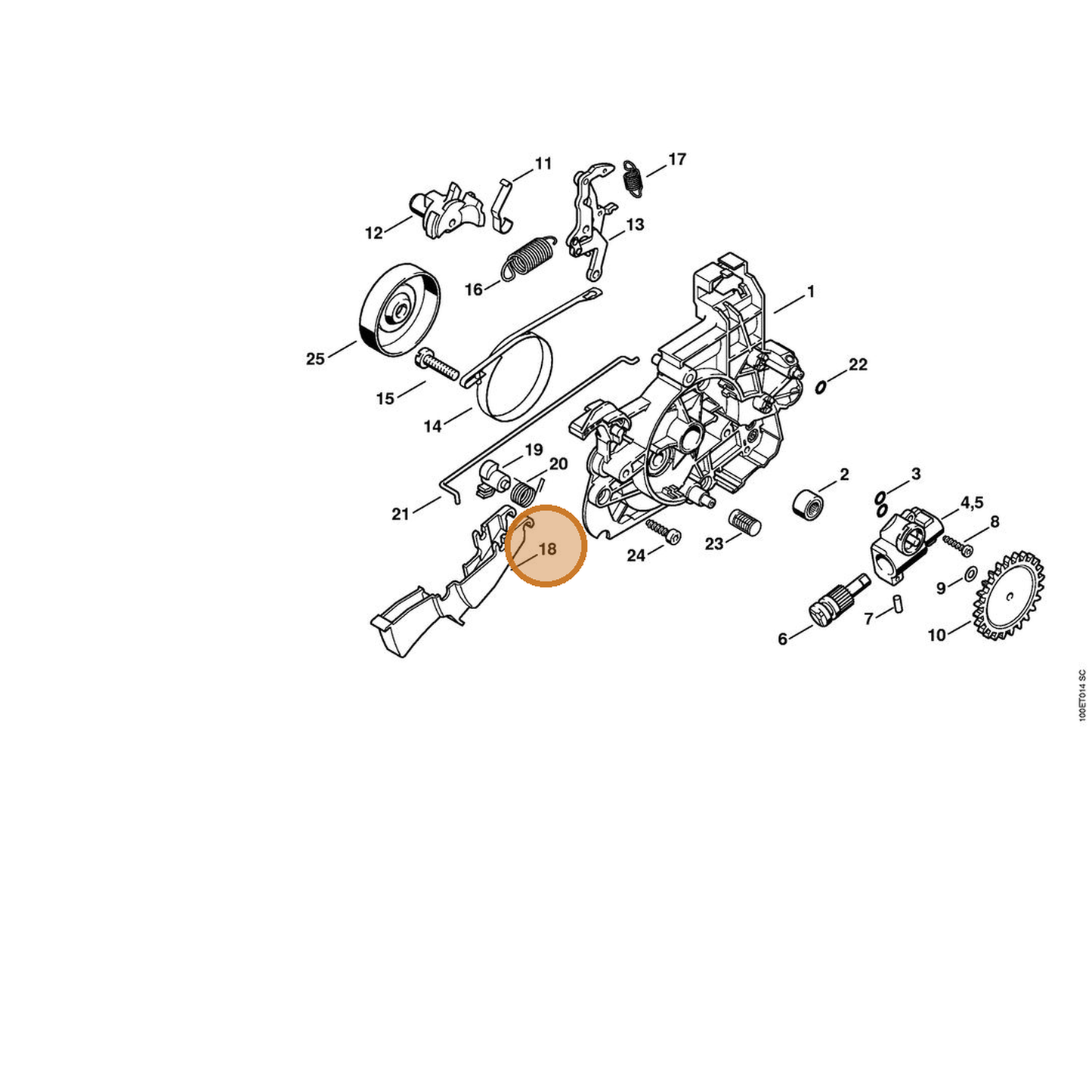 STIHL part 1208-435-2401 — IPL diagram snippet (6x zoom, amber highlight)