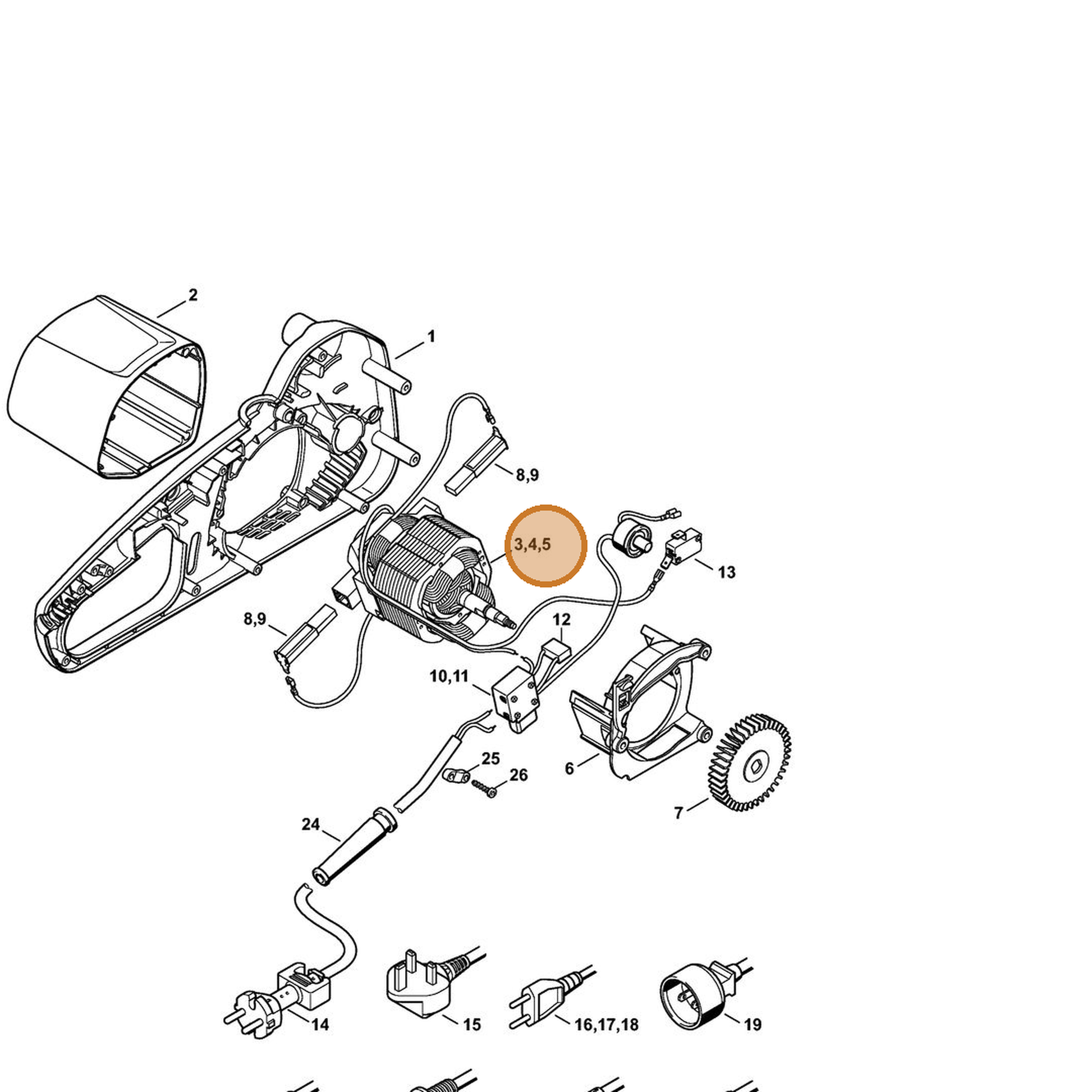 STIHL part 1208-600-0205 — IPL diagram snippet (6x zoom, amber highlight)