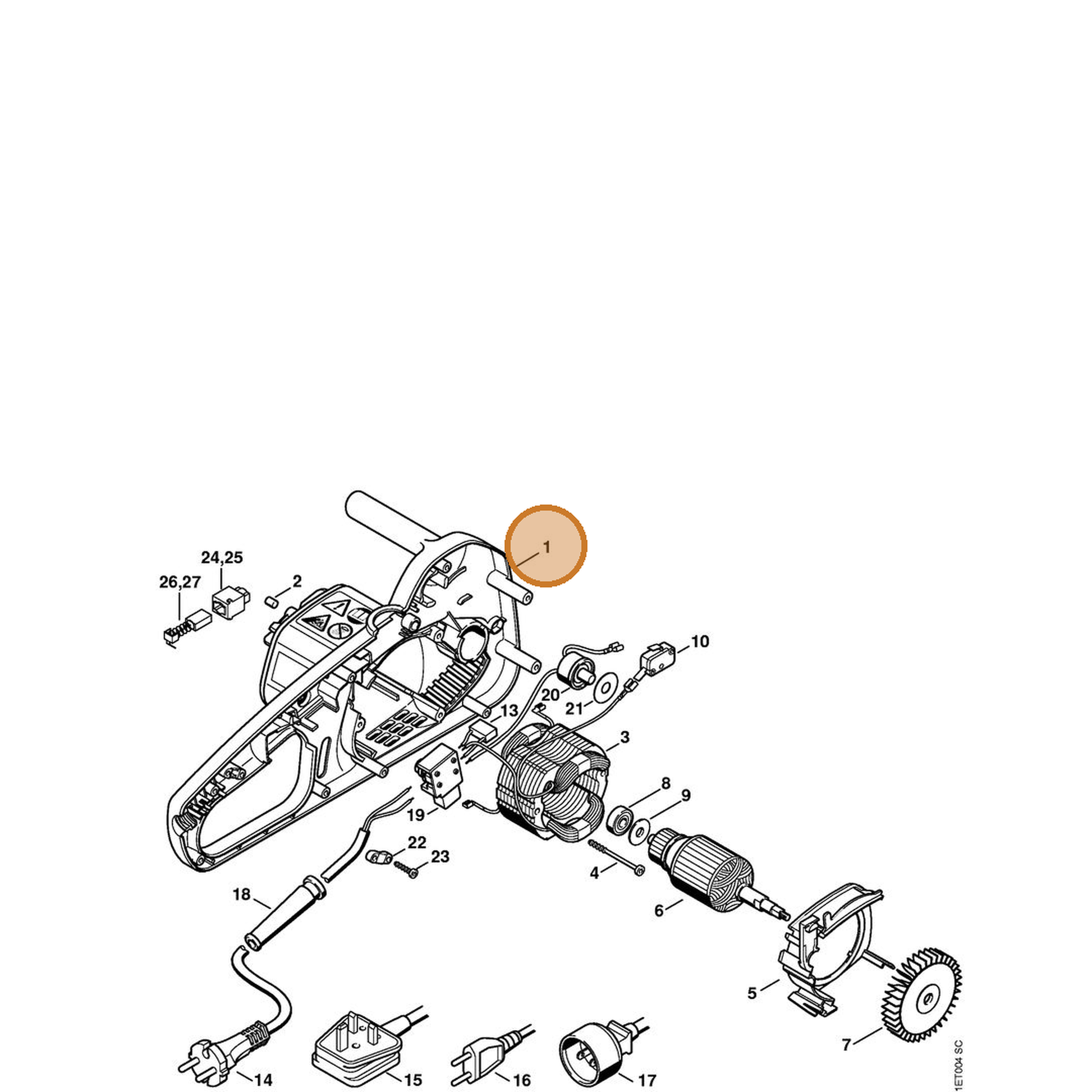 STIHL part 1208-602-1201 — IPL diagram snippet (6x zoom, amber highlight)