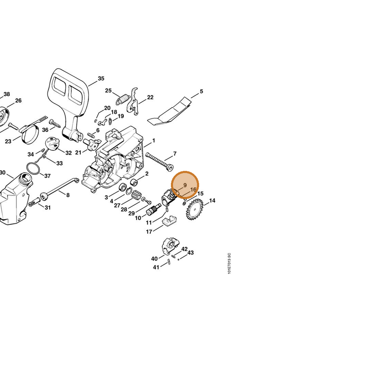 STIHL part 1208-640-3000 — IPL diagram snippet (6x zoom, amber highlight)