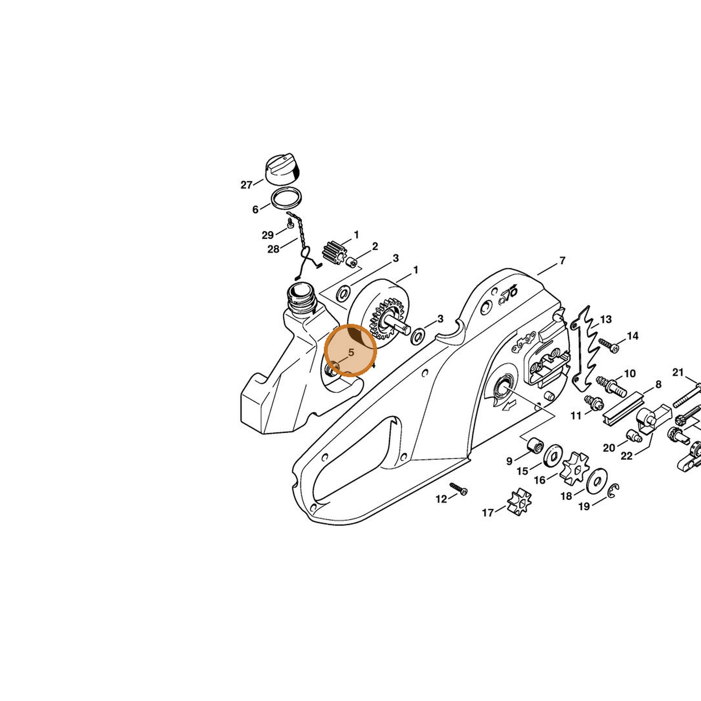 STIHL part 1208-647-9100 — IPL diagram snippet (6x zoom, amber highlight)