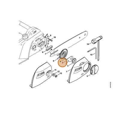 STIHL part 1208-648-3800 — IPL diagram snippet (6x zoom, amber highlight)