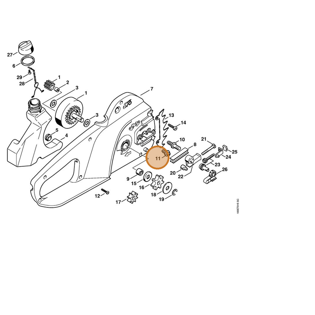 STIHL part 1208-664-2400 — IPL diagram snippet (6x zoom, amber highlight)