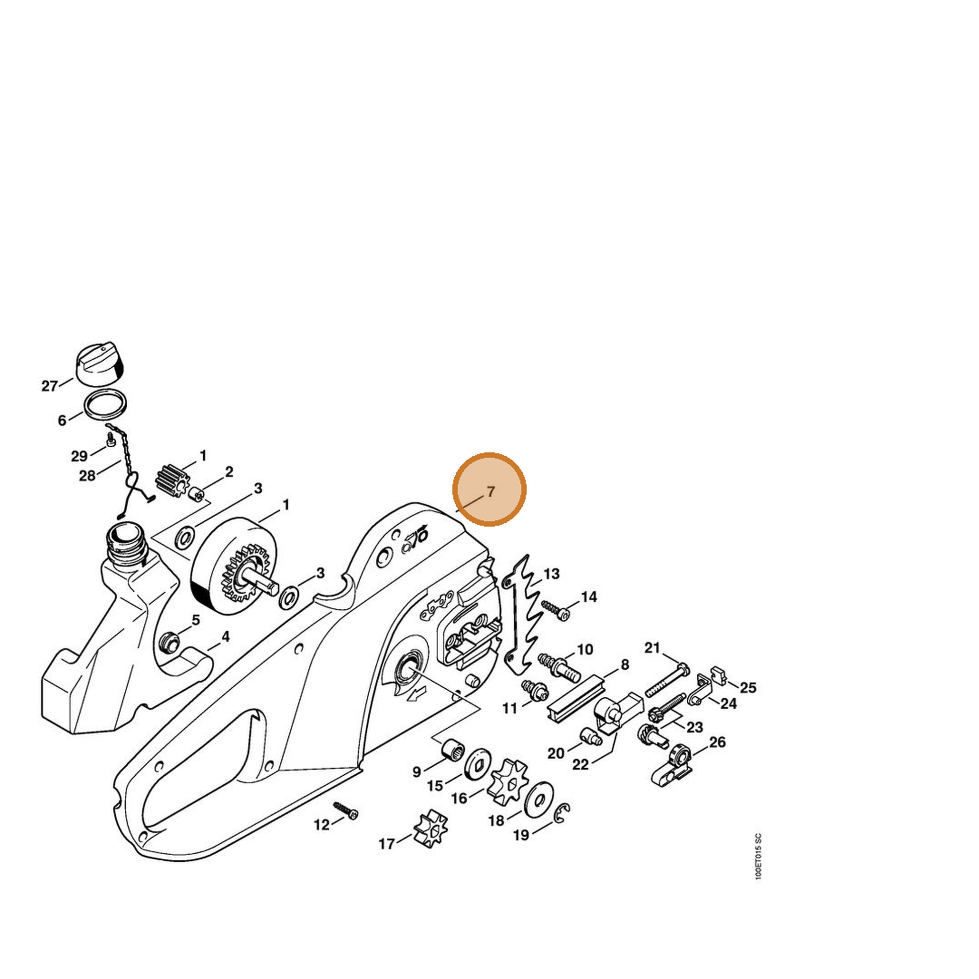 STIHL part 1208-790-1003 — IPL diagram snippet (6x zoom, amber highlight)