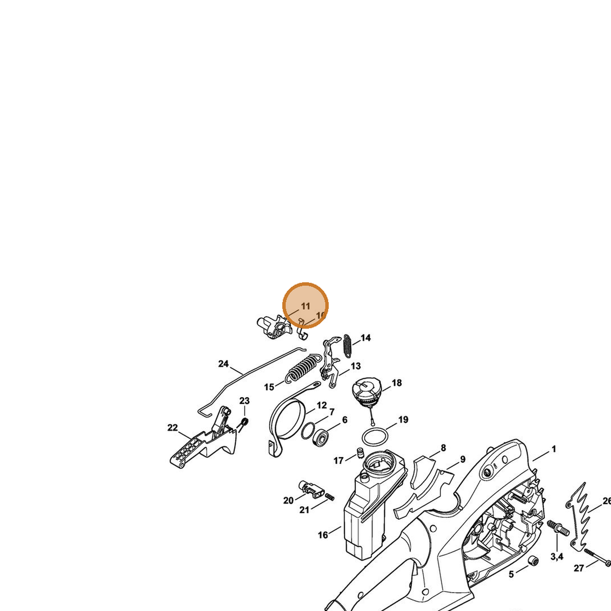 STIHL part 1209-162-3200 — IPL diagram snippet (6x zoom, amber highlight)