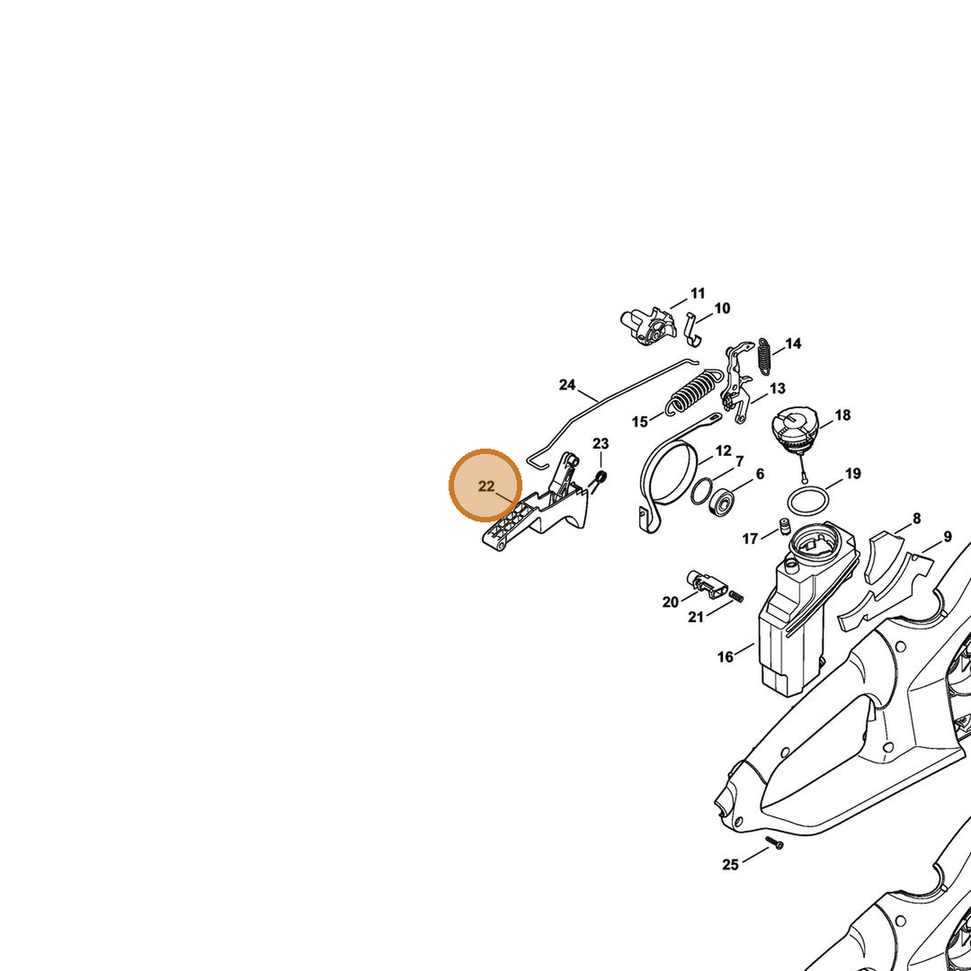STIHL part 1209-430-2100 — IPL diagram snippet (6x zoom, amber highlight)