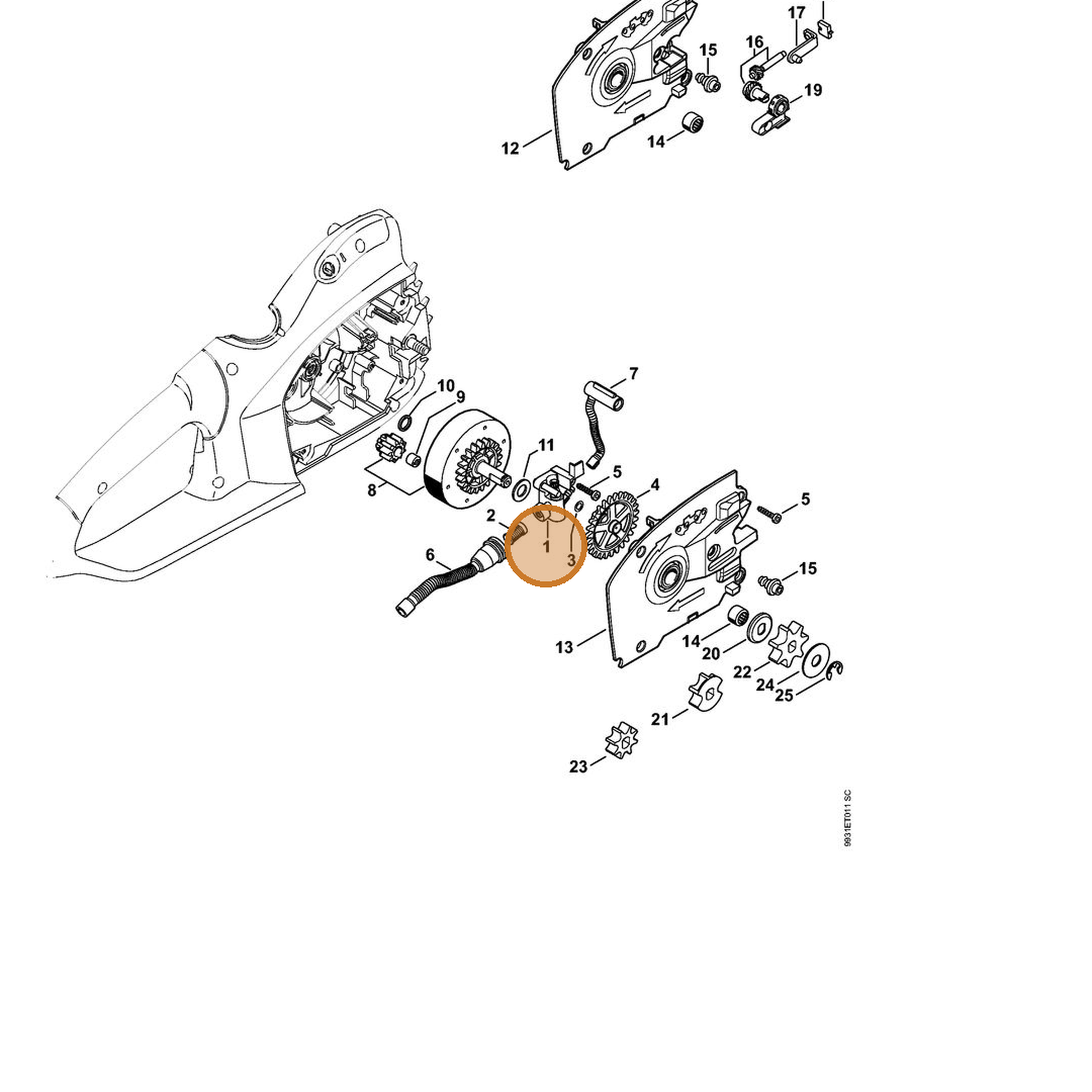 STIHL part 1209-640-3202 — IPL diagram snippet (6x zoom, amber highlight)