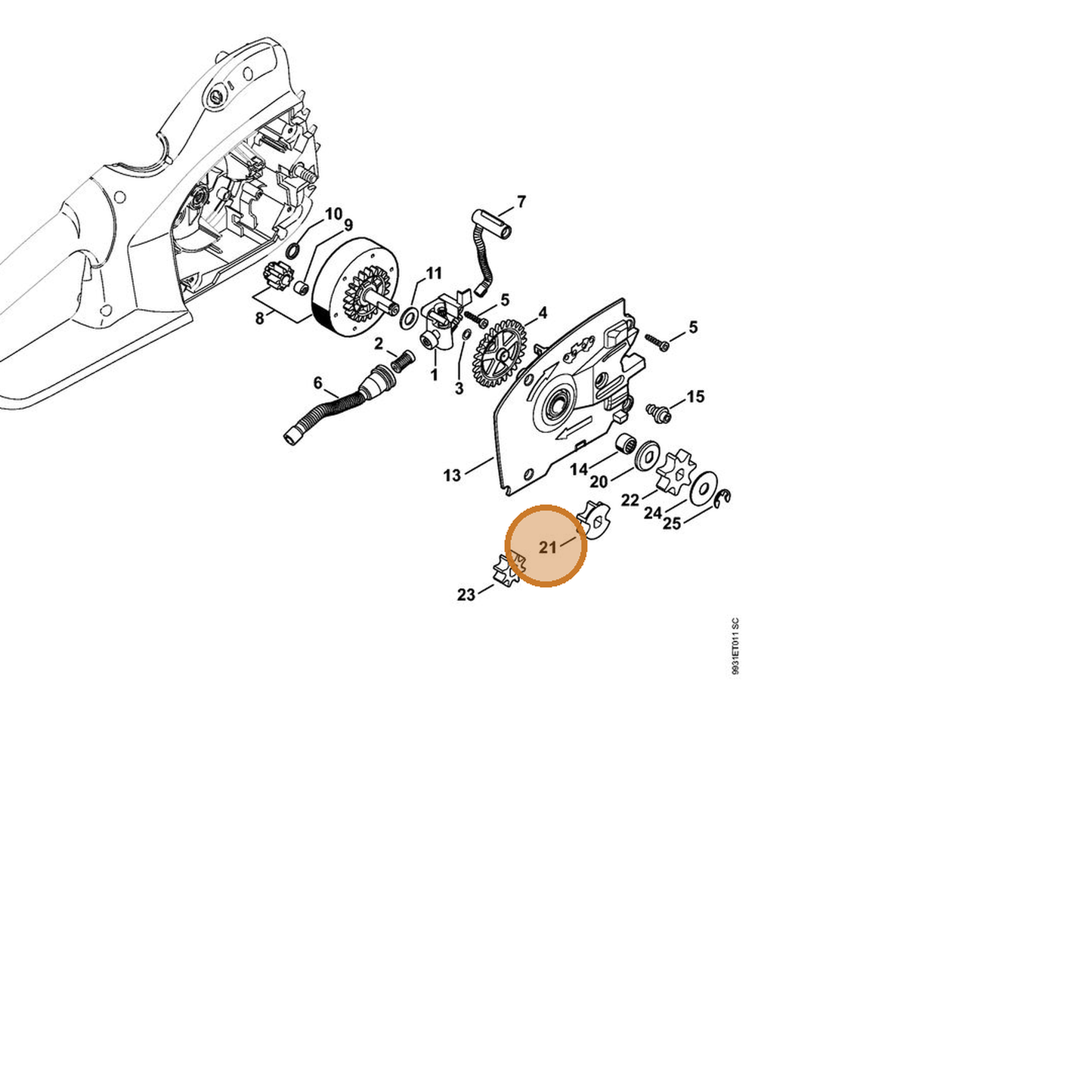 STIHL part 1209-642-1200 — IPL diagram snippet (6x zoom, amber highlight)