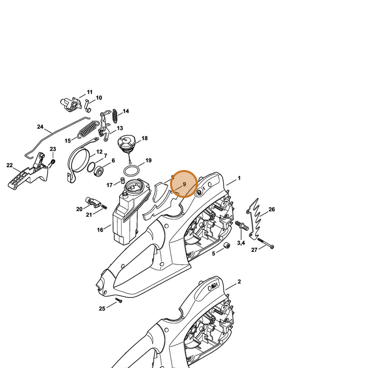 STIHL part 1209-706-3201 — IPL diagram snippet (6x zoom, amber highlight)