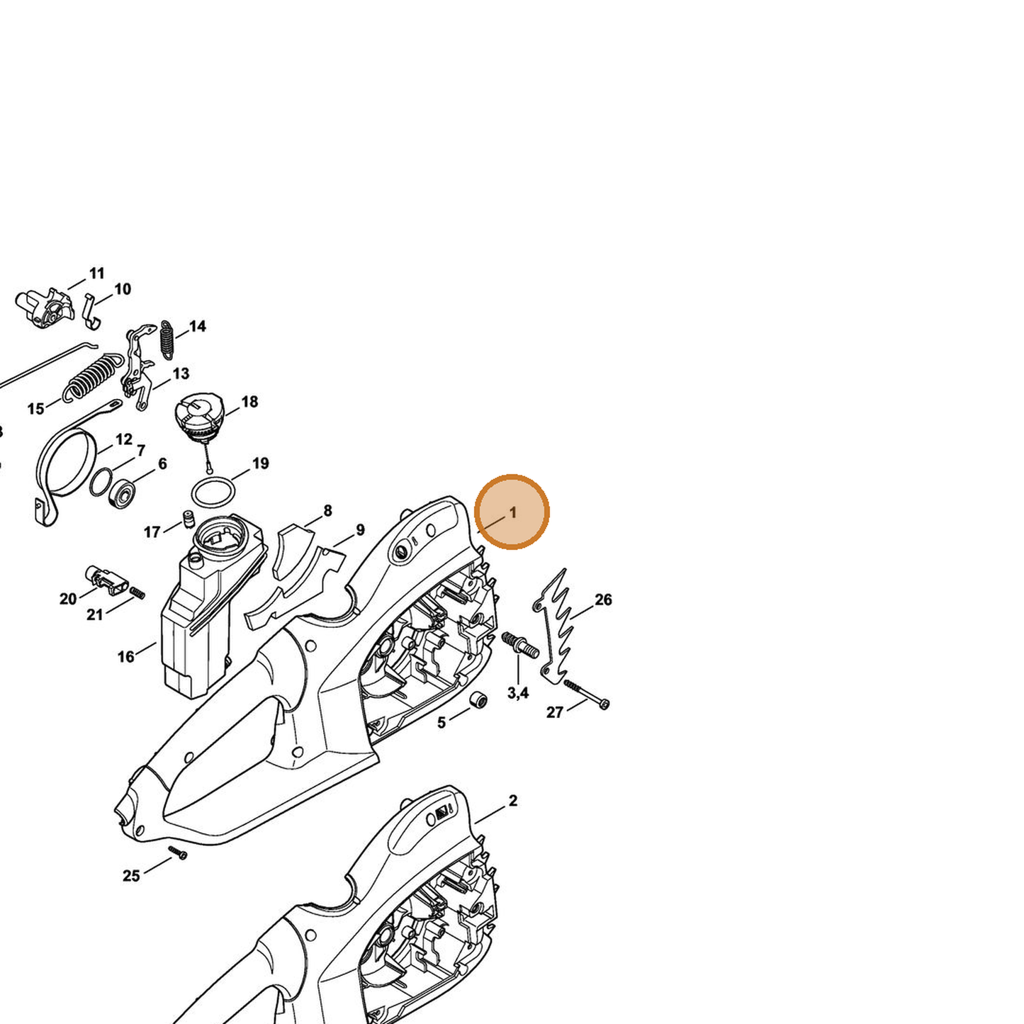 STIHL part 1209-790-1005 — IPL diagram snippet (6x zoom, amber highlight)