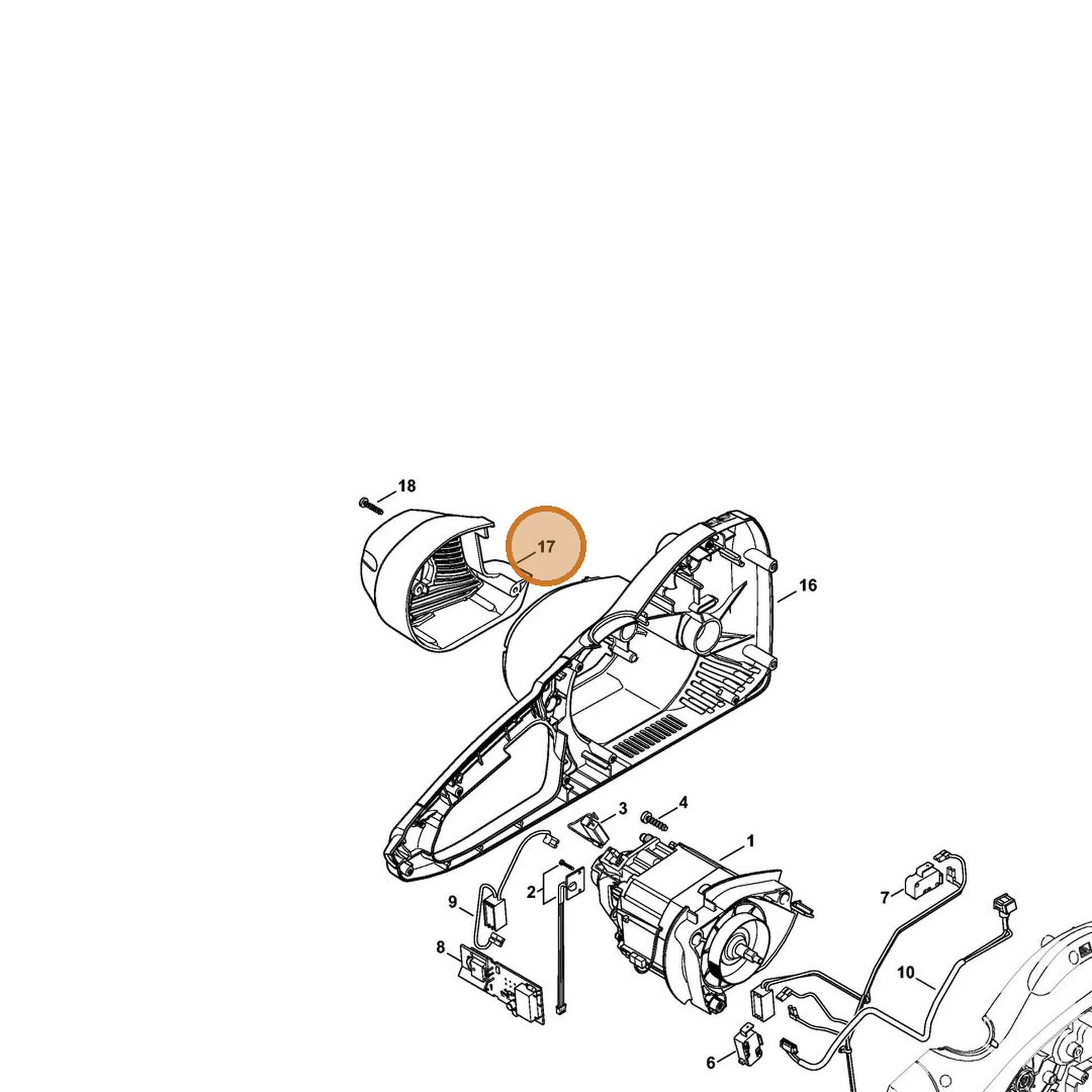 STIHL part 1210-602-0400 — IPL diagram snippet (6x zoom, amber highlight)
