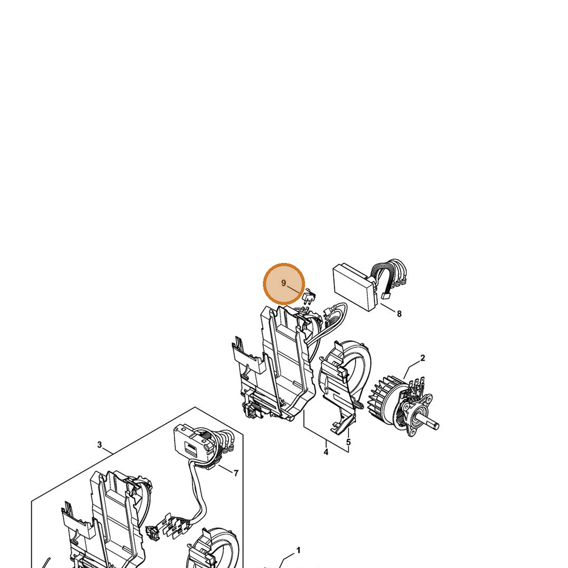 STIHL part 1250-430-0500 — IPL diagram snippet (6x zoom, amber highlight)