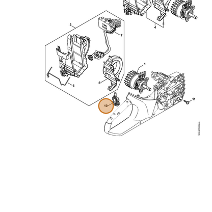STIHL part 1250-430-0501 — IPL diagram snippet (6x zoom, amber highlight)