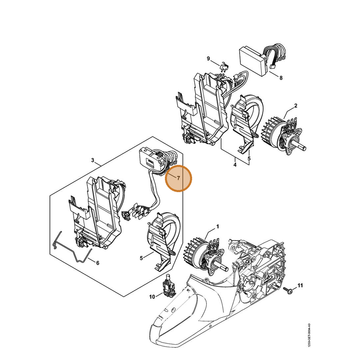 STIHL part 1250-430-1402 — IPL diagram snippet (6x zoom, amber highlight)