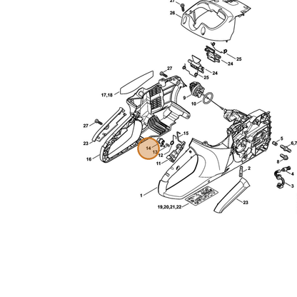 STIHL part 1250-435-7800 — IPL diagram snippet (6x zoom, amber highlight)