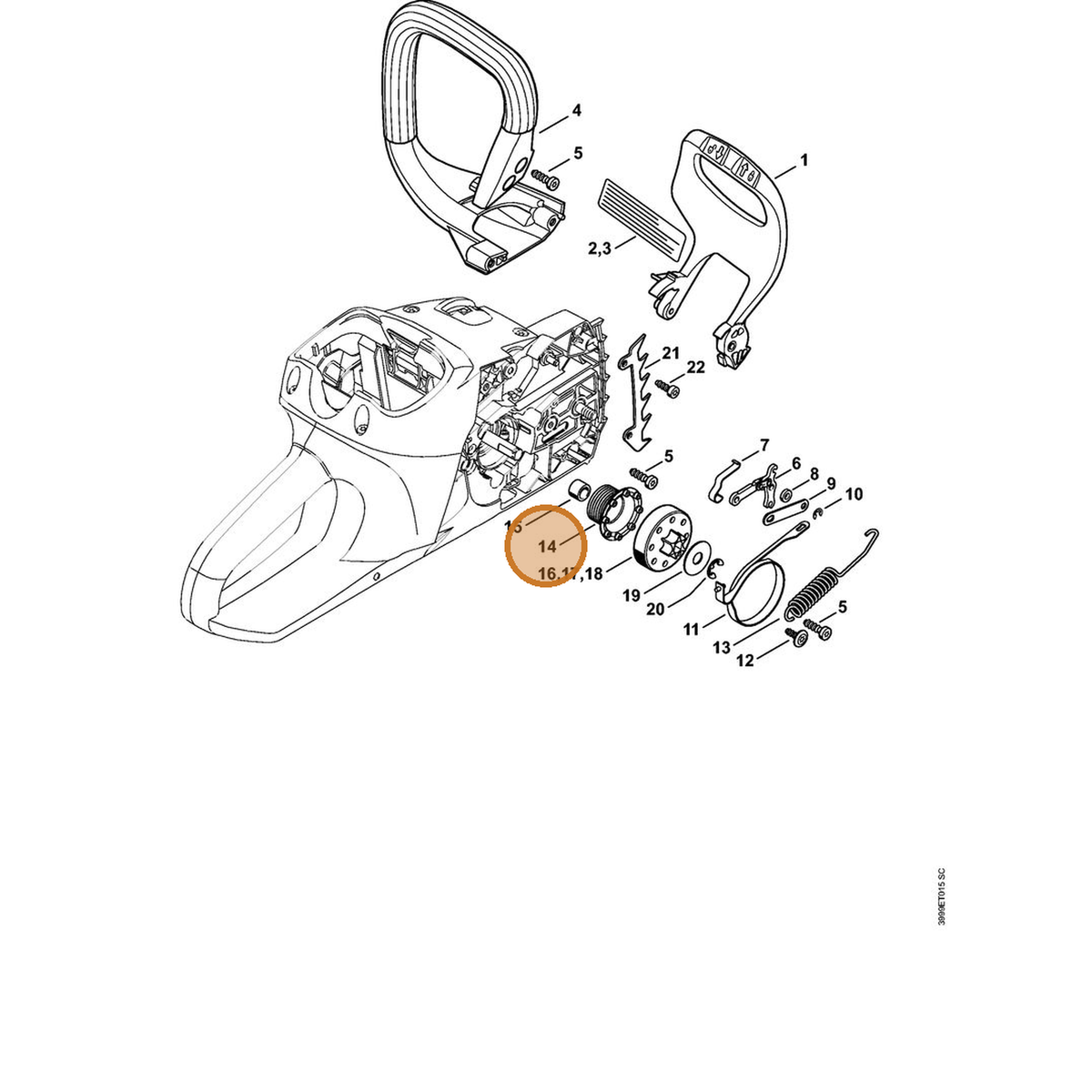 STIHL part 1250-640-7101 — IPL diagram snippet (6x zoom, amber highlight)