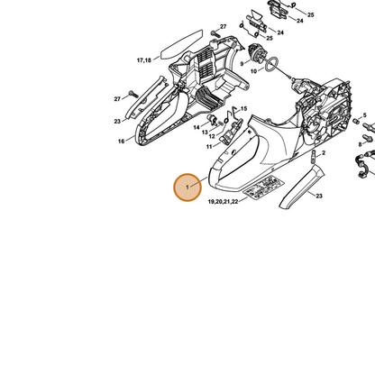 STIHL part 1250-790-1007 — IPL diagram snippet (6x zoom, amber highlight)